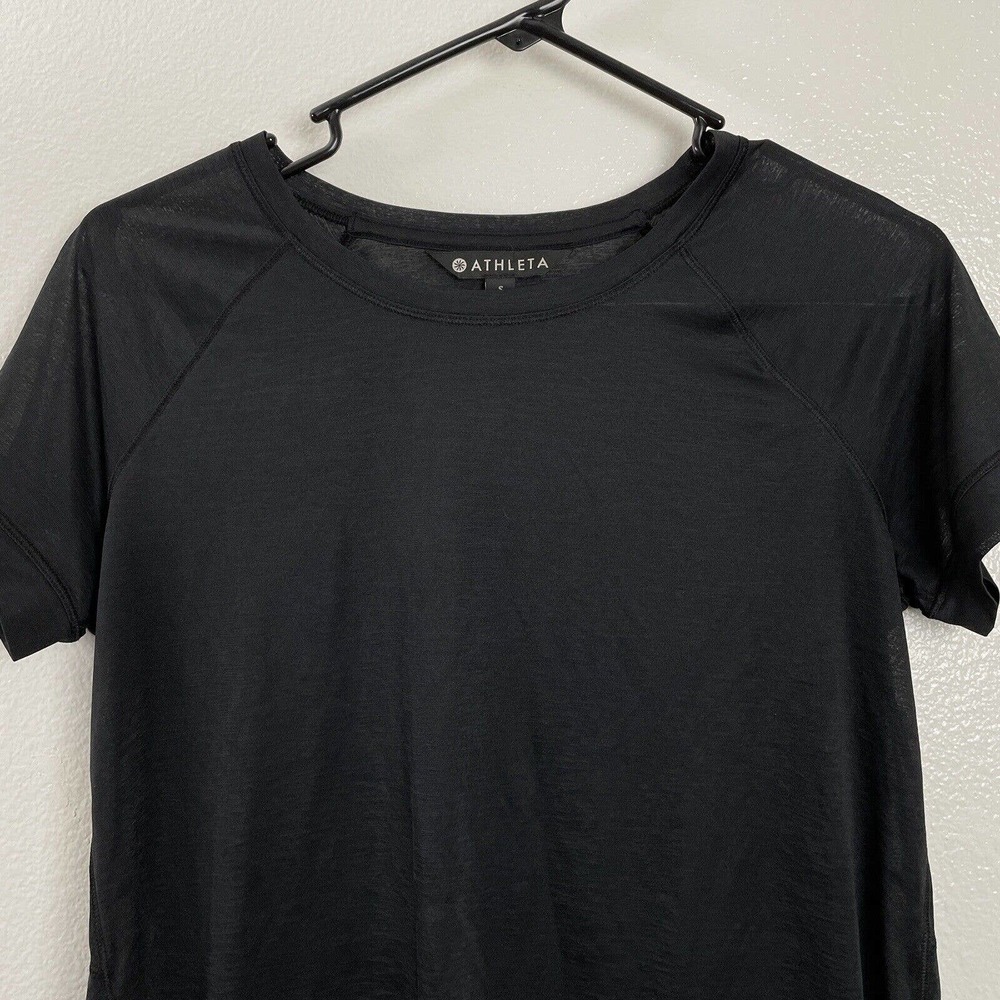 Athleta Vapor T-Shirt S Black Sheer Lightweight Breathable Crew Neck - Picture 3 of 10